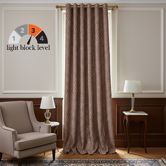 پرده پانچ تیکو دکو مدل ساتن ژاکارت طرحدار ابریشم بافت دار سایز 280x140 سانتیمتر