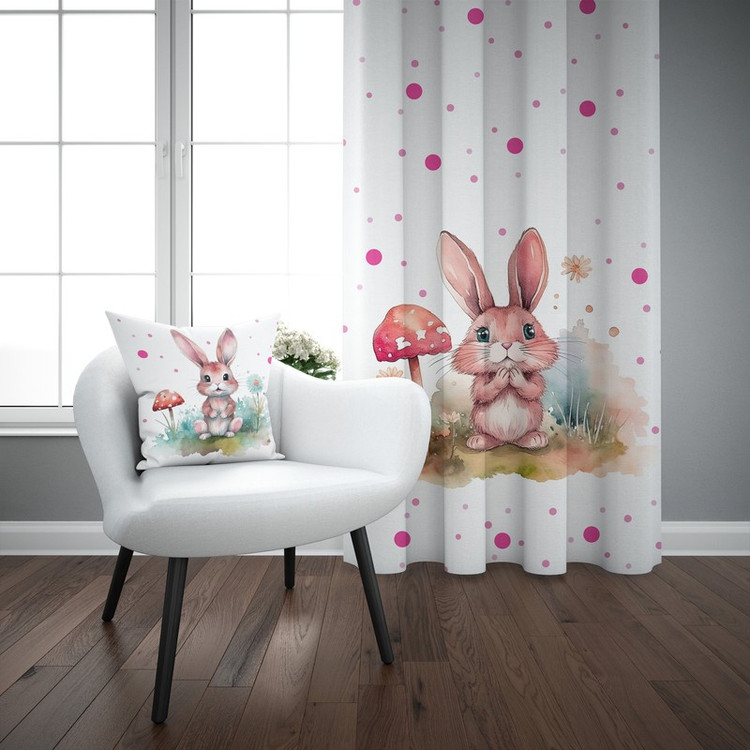 پرده مدل اتاق کودک طرح دخترانه خرگوش کهکشانی سایز 140x280 سانتی متر