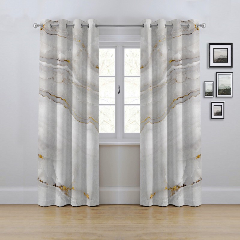 پرده مدل پانچی طرح ماربل سایز 280x145 سانتی متر