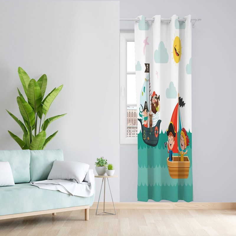 پرده مدل اتاق کودک پسرانه مخمل پانچی کد 1186a سایز 140x200 سانتی متر