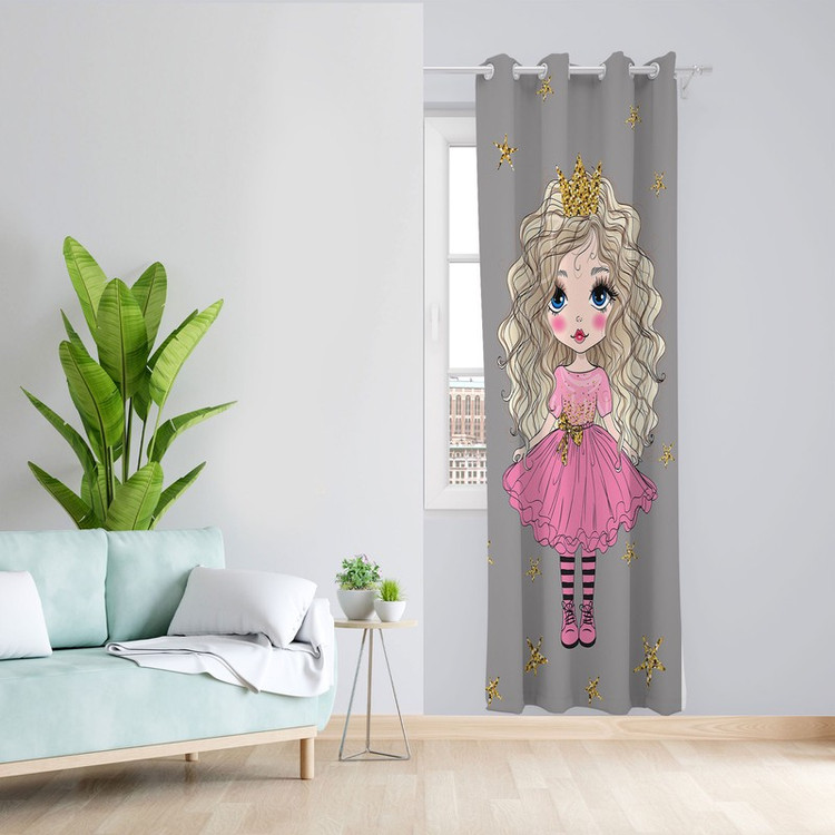 پرده مدل اتاق کودک دخترانه مخمل پانچی کد 1004 سایز 140x200 سانتی متر