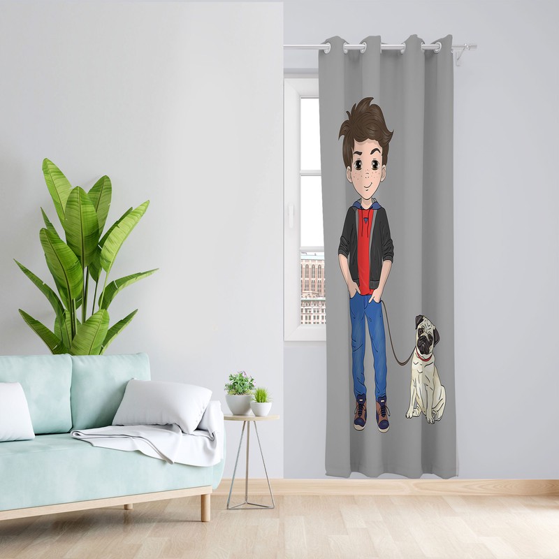 پرده مدل اتاق کودک مخمل پانچی طرح پسرانه کد 4694a سایز 140x280 سانتی متر