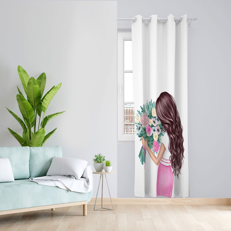 پرده مدل اتاق کودک مخمل پانچی طرح دخترانه کد 4511 سایز 140x280 سانتی متر