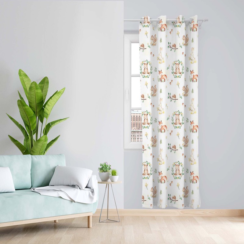 پرده طرح کودک روباه مدل مخمل پانچی کد 5602 z سایز 140x200 سانتی متر