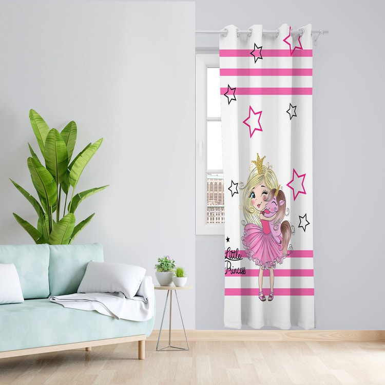 پرده مدل اتاق کودک مخمل پانچی طرح دخترانه کد 4532 سایز 140x280 سانتی متر