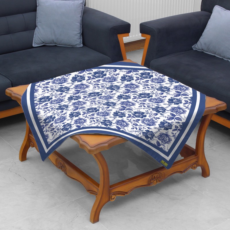 رومیزی ریحانلوکس مدل رز آبی RH134 سایز 97x97 سانتیمتر