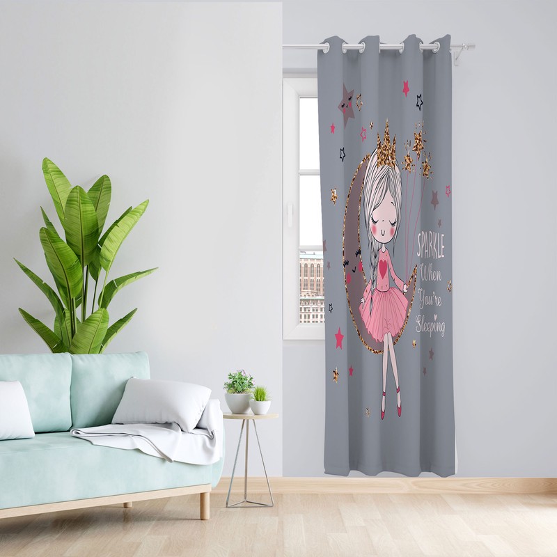 پرده مدل اتاق کودک دخترانه مخمل پانچی کد 1228 سایز 140x280 سانتی متر