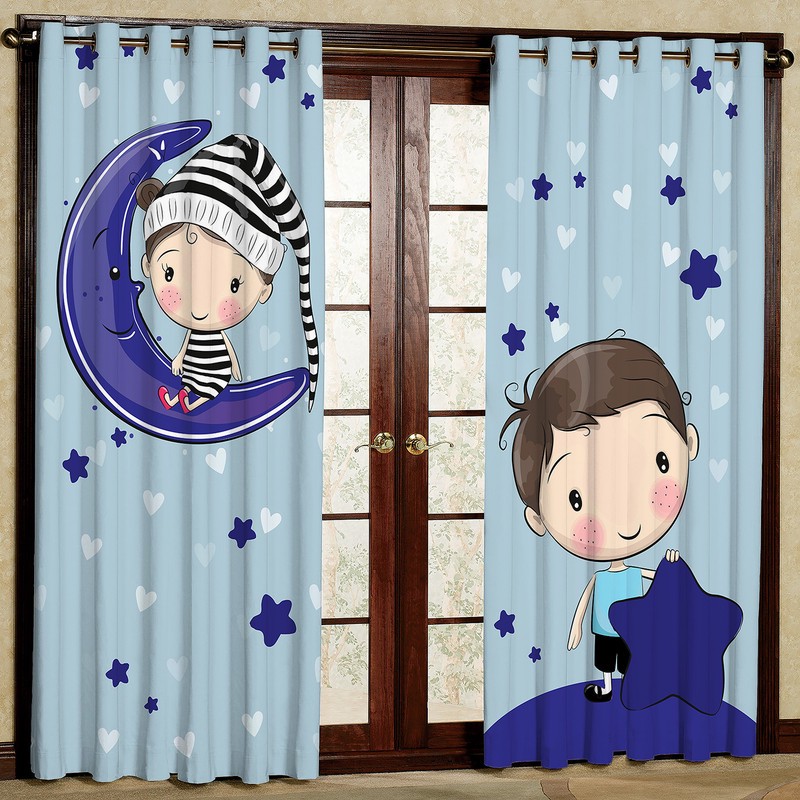 پرده مدل مخمل پانچی طرح کودک کد 4083T2 سایز 200x140 سانتی متر