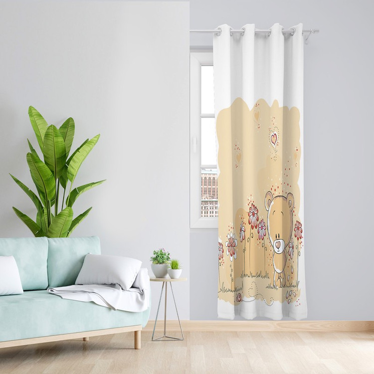 پرده طرح کودک خرس مدل مخمل پانچی کد L 1634 Z سایز 140x200 سانتی متر