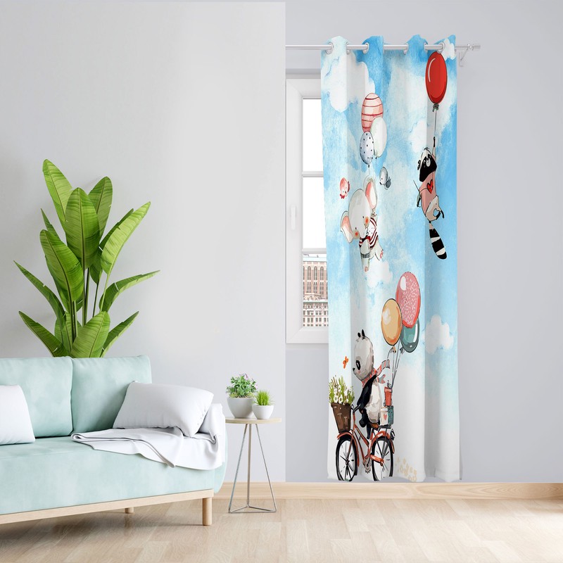 پرده مدل اتاق کودک مخمل پانچی طرح حیوانات کد 2509 سایز 140x280 سانتی متر