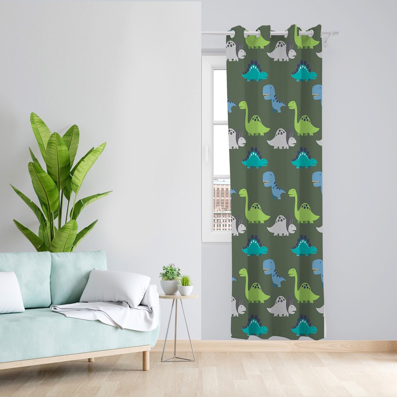 پرده طرح کودک دایناسور مدل مخمل پانچی کد 4024 z سایز 140x200 سانتی متر