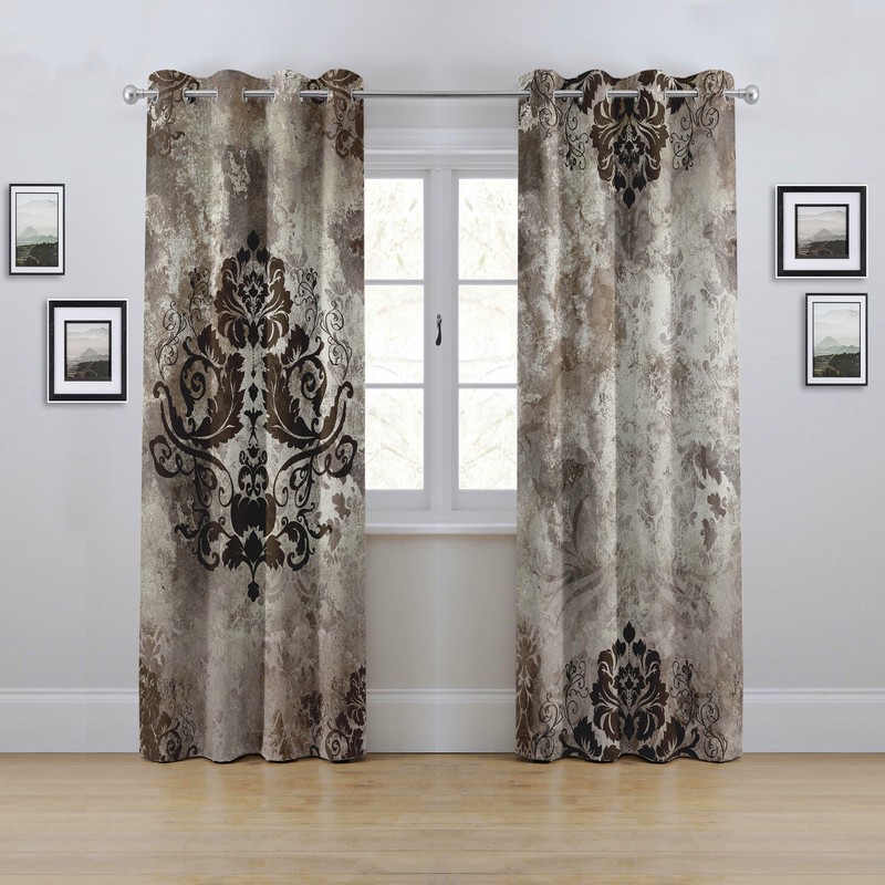 پرده مدل پانچی طرح داماسک سایز 280x145 سانتی متر