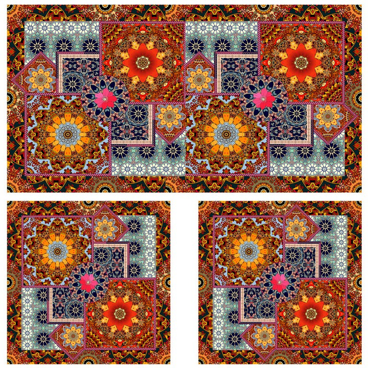ست رومیزی سه تکه طرح چهل تکه کد 9974