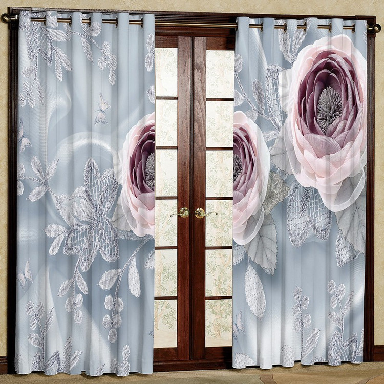 پرده مدل گل دار مخمل پانچی کد 1225 سایز 140x280 سانتی متر
