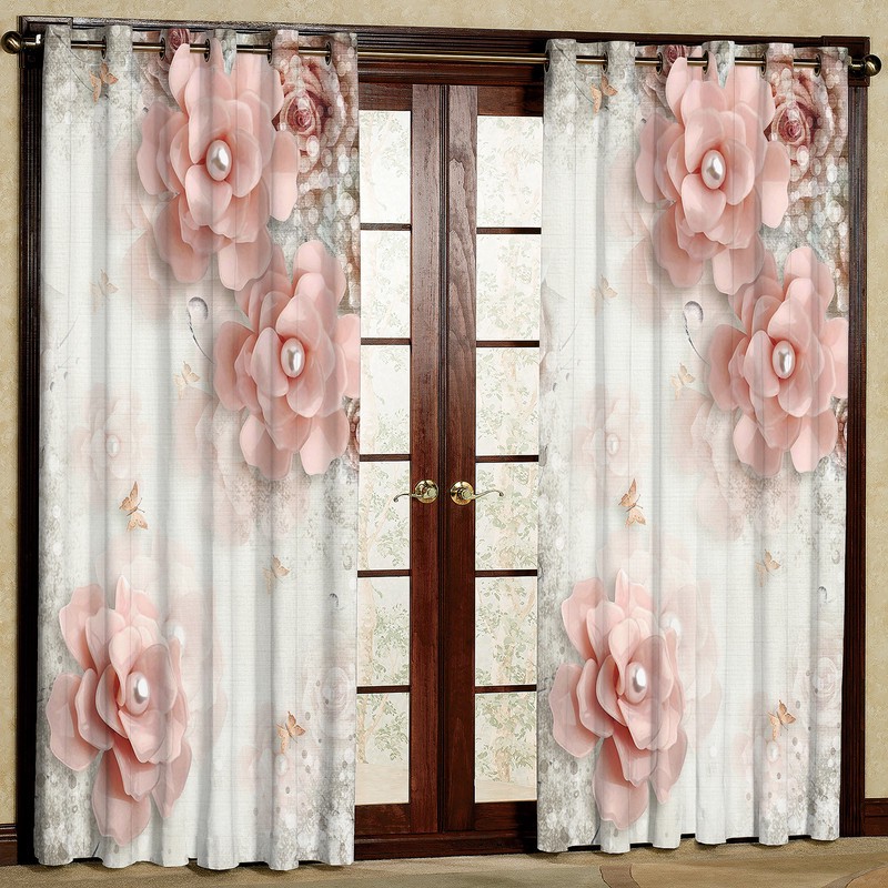 پرده مدل مخمل پانچی طرح گل کد 4402T2 سایز 200x140 سانتی متر