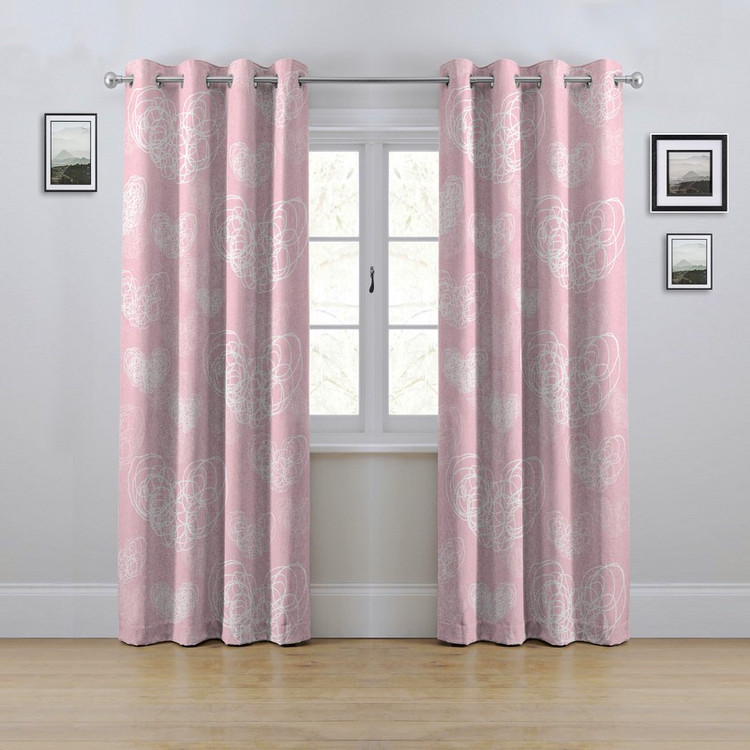 پرده مدل پانچی طرح قلب سایز 280x145 سانتی متر