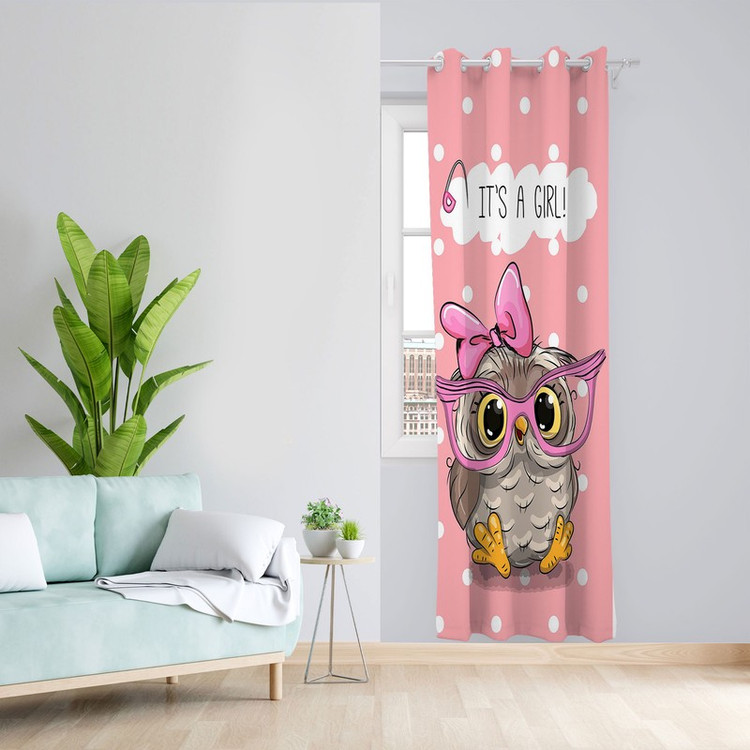 پرده مدل کودک مخمل پانچی طرح جغد کد 1009 سایز 200x140 سانتی متر
