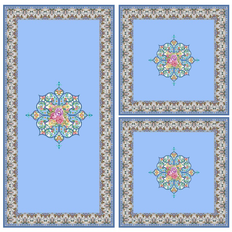 ست رومیزی سه تکه مستطیل مربع طرح اسلیمی کد 9988.3