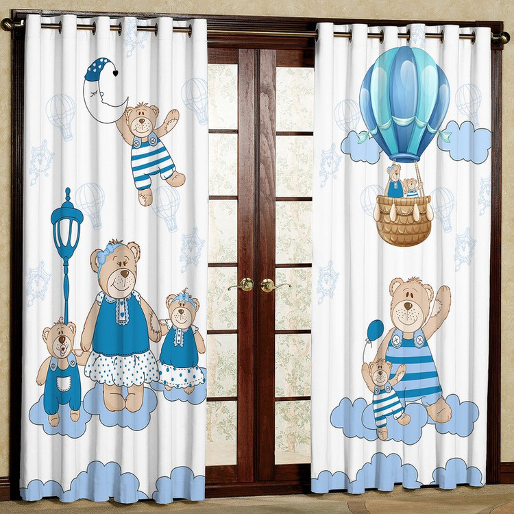 پرده طرح خانواده تدی مدل مخمل پانچی کد 4284 H سایز 200x140 سانتی متر