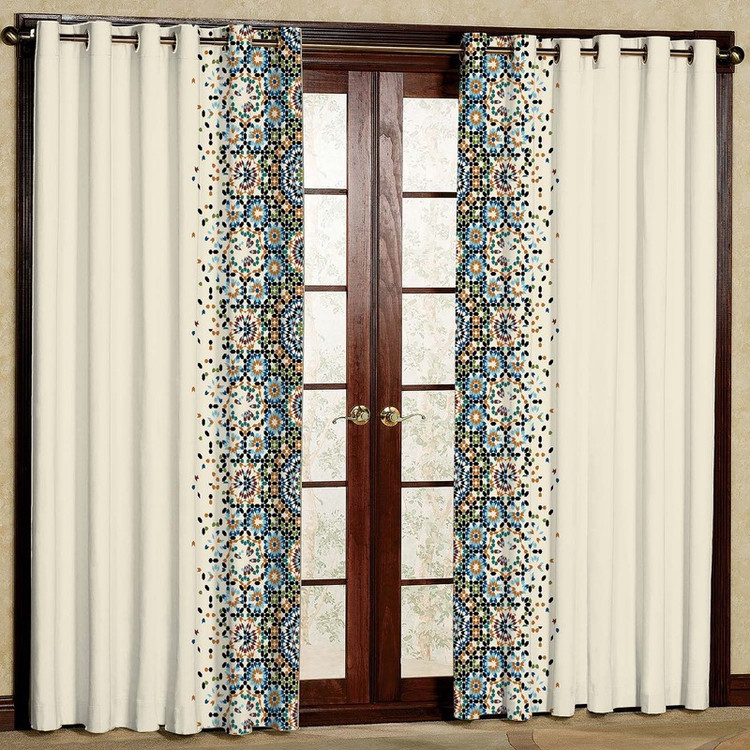 پرده بارمان دکور طرح اسلیمی مدل مخمل پانچی کد 4994LR W سایز 140x200 سانتی متر