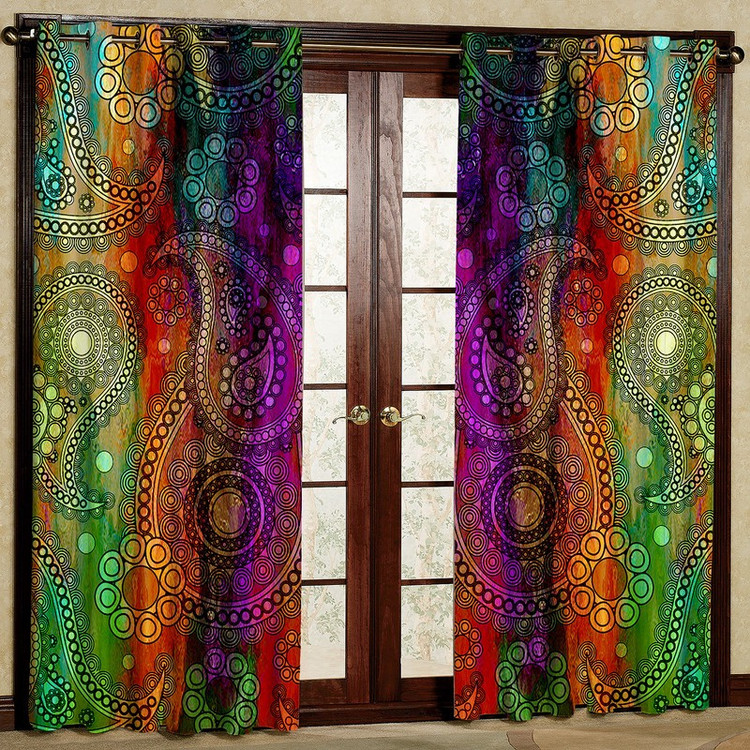 پرده مدل بته جقه مخمل پانچی کد 1244R سایز 140x280 سانتی متر