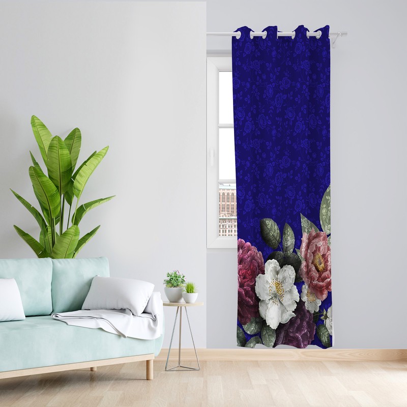 پرده طرح گل مدل مخمل پانچی کد L 1140L Z سایز 140x200 سانتی متر