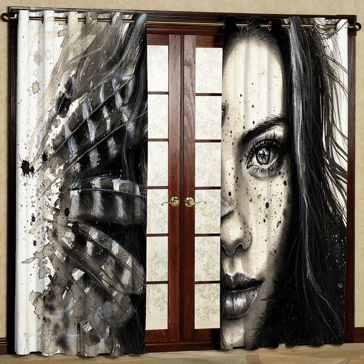 پرده مدل دختر سرخ پوستی مخمل پانچی کد 4818 سایز 140x200 سانتی متر