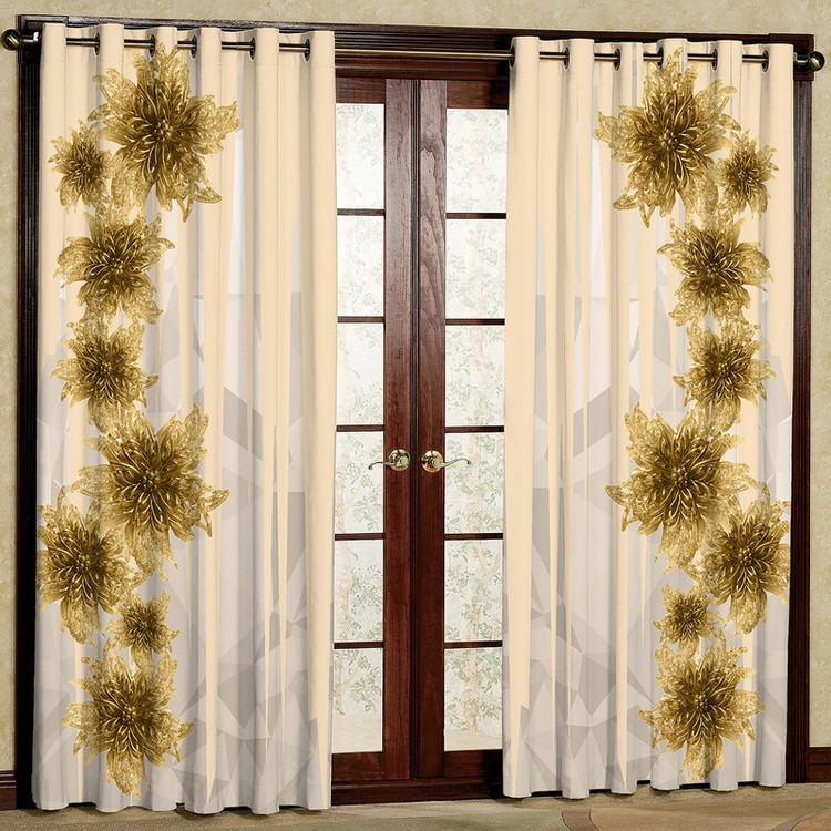 پرده مدل گل دار مخمل پانچی کد 4690 سایز 200x140 سانتی متر