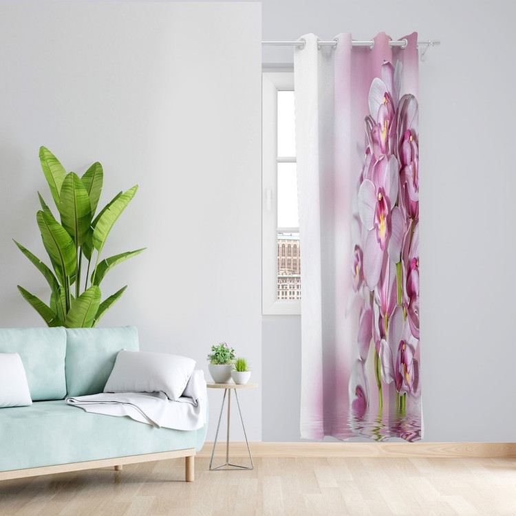 پرده طرح ارکیده مدل مخمل پانچی کد L 264 Z سایز 140x200 سانتی متر