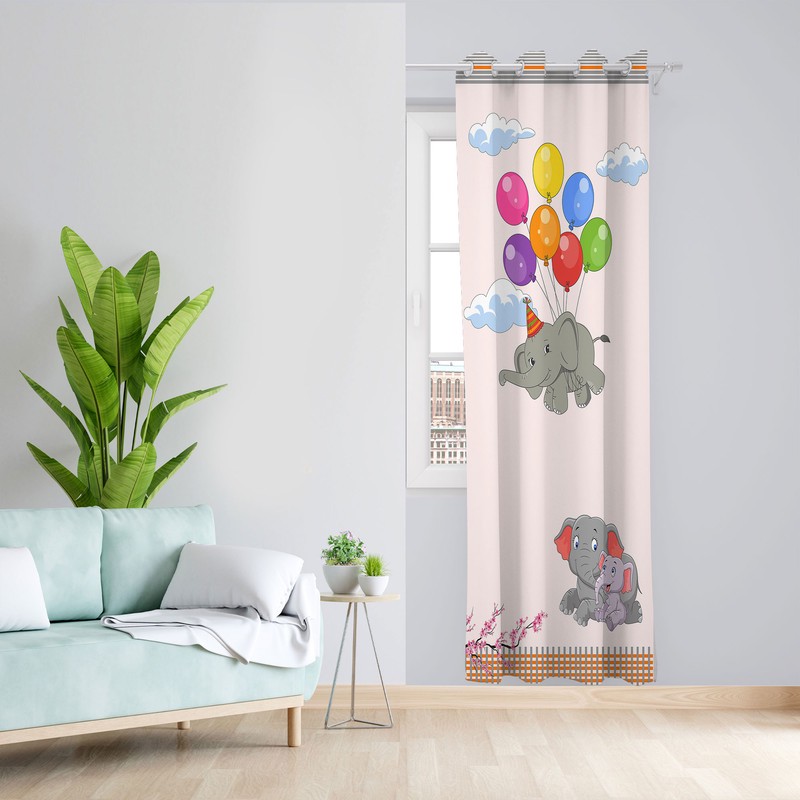 پرده مدل اتاق کودک مخمل پانچی طرح بچه فیل کد 1826 سایز 140x280 سانتی متر