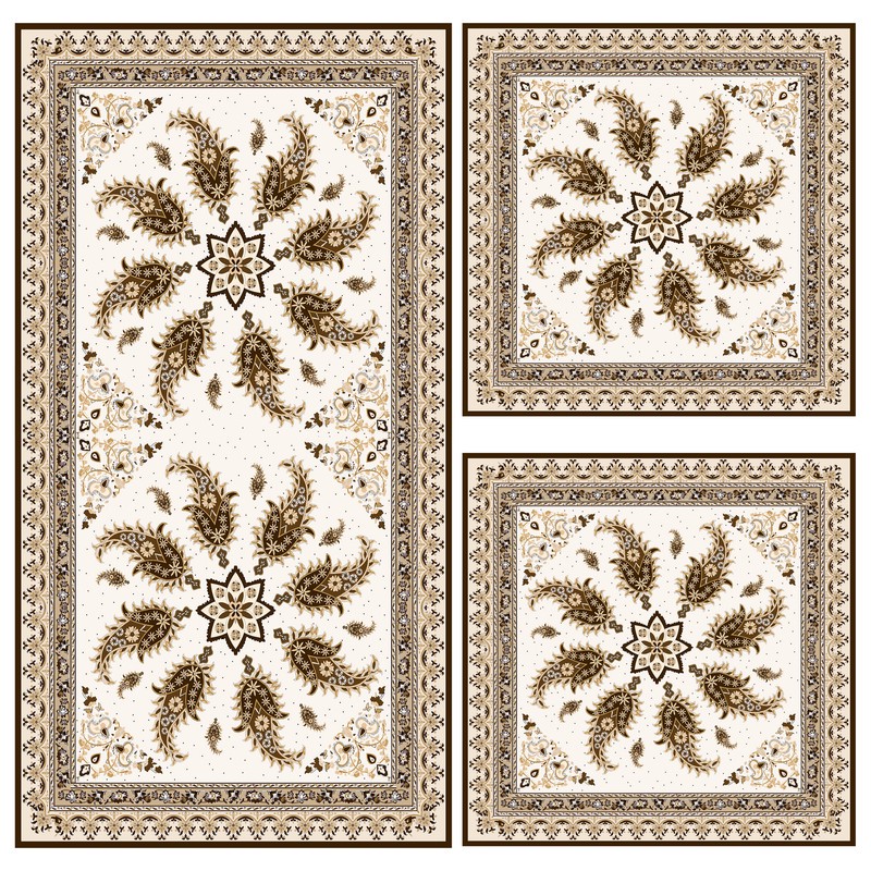 ست رومیزی سه تکه مستطیل مربع طرح قلمکار کد 140078