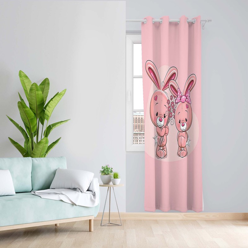 پرده طرح کودک خرگوش مدل مخمل پانچی کد 5350L z سایز 140x200 سانتی متر