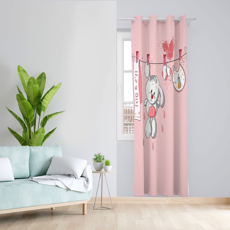 پرده مدل اتاق کودک دخترانه مخمل پانچی کد 1094 سایز 140x200 سانتی متر