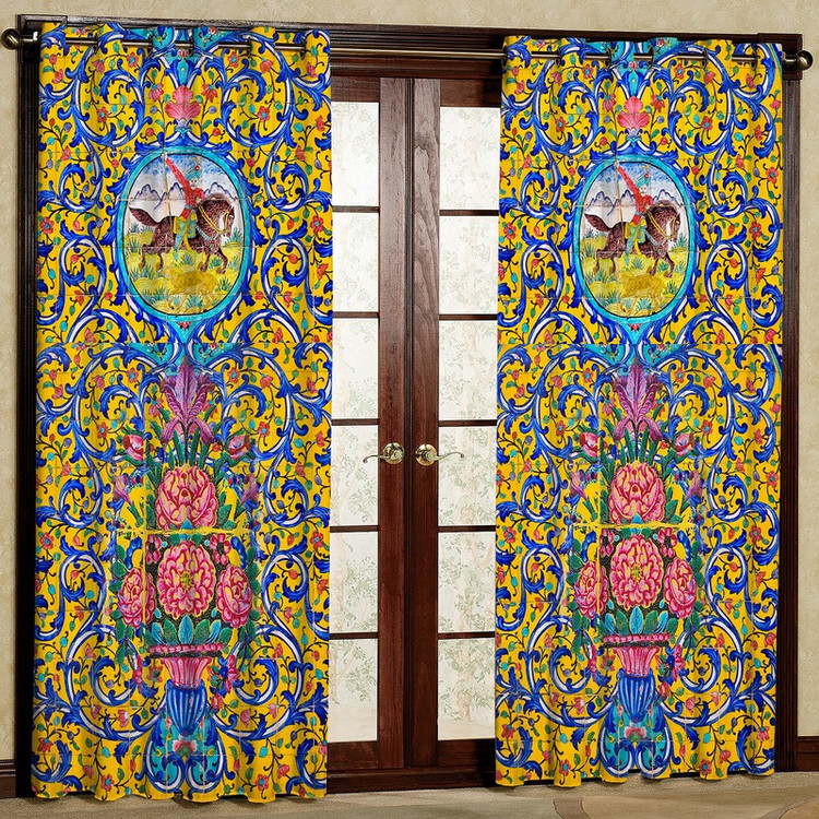 پرده مدل طرحدار سنتی مخمل پانچی کد m 1819 سایز 200x140 سانتی متر