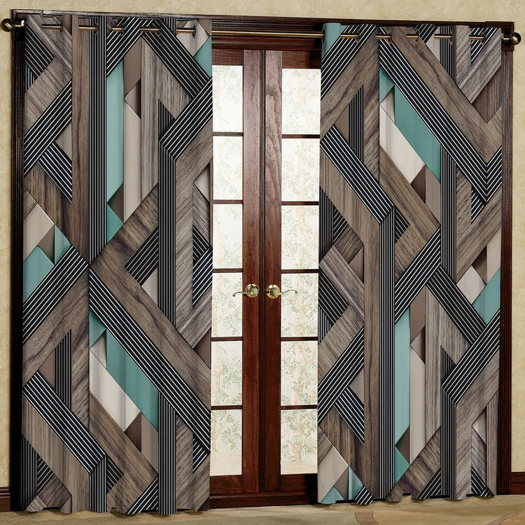 پرده طرح هندسی مدل مخمل پانچی کد 2651 W سایز 140x200 سانتی متر