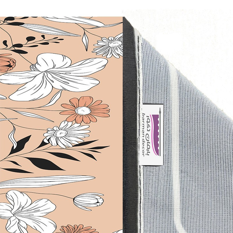 پرده بارمان دکور طرح حاشیه گل مدل مخمل پانچی کد 5660LR W سایز 140x280 سانتی متر