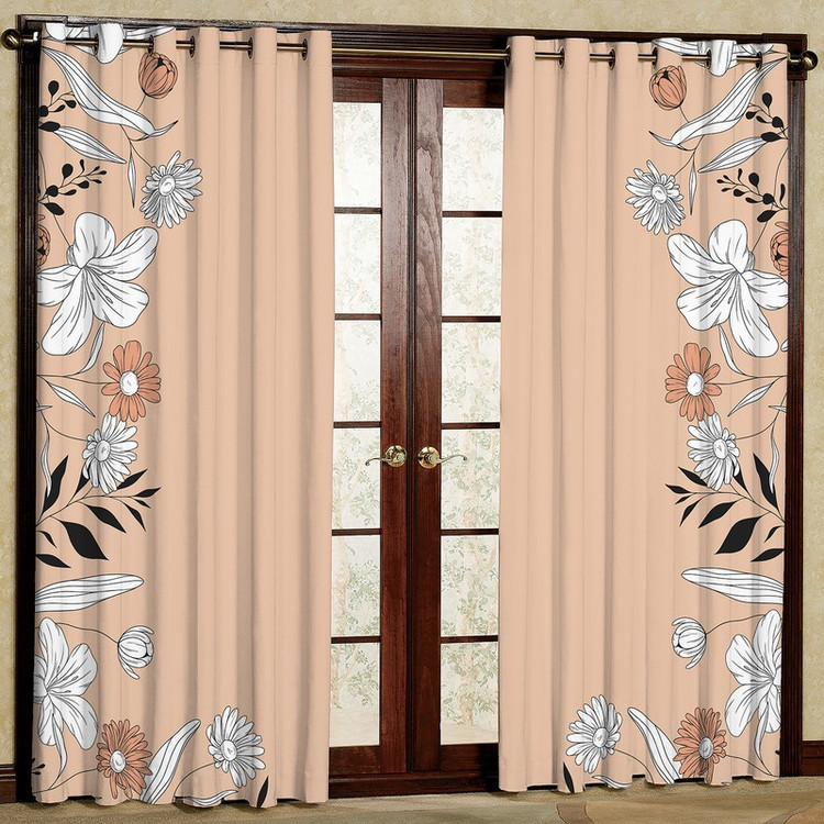 پرده بارمان دکور طرح حاشیه گل مدل مخمل پانچی کد 5660LR W سایز 140x280 سانتی متر