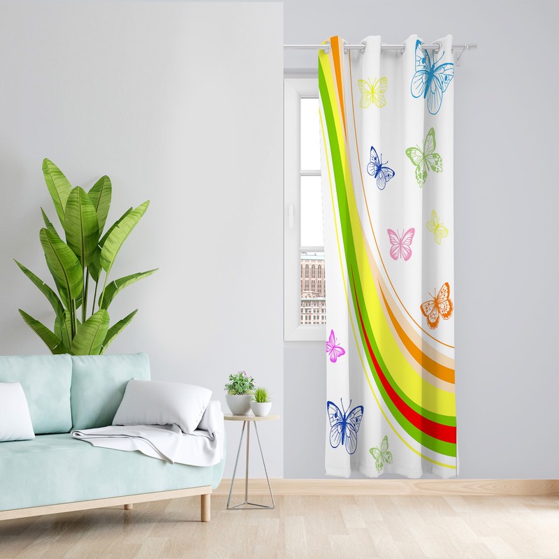پرده طرح رنگین کمان مدل مخمل پانچی کد 4852 z سایز 140x200 سانتی متر