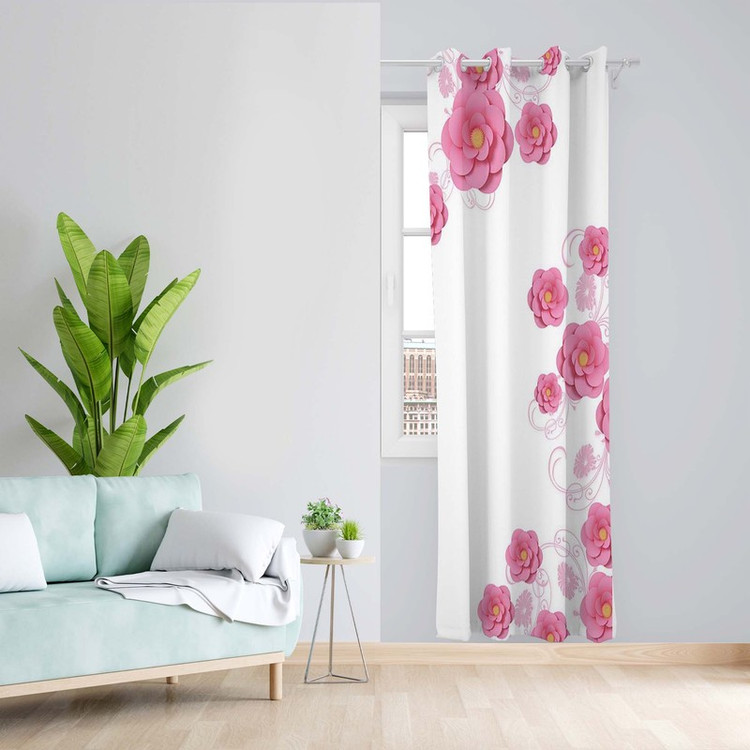 پرده طرح گل مدل مخمل پانچی کد 5397R z سایز 140x200 سانتی متر