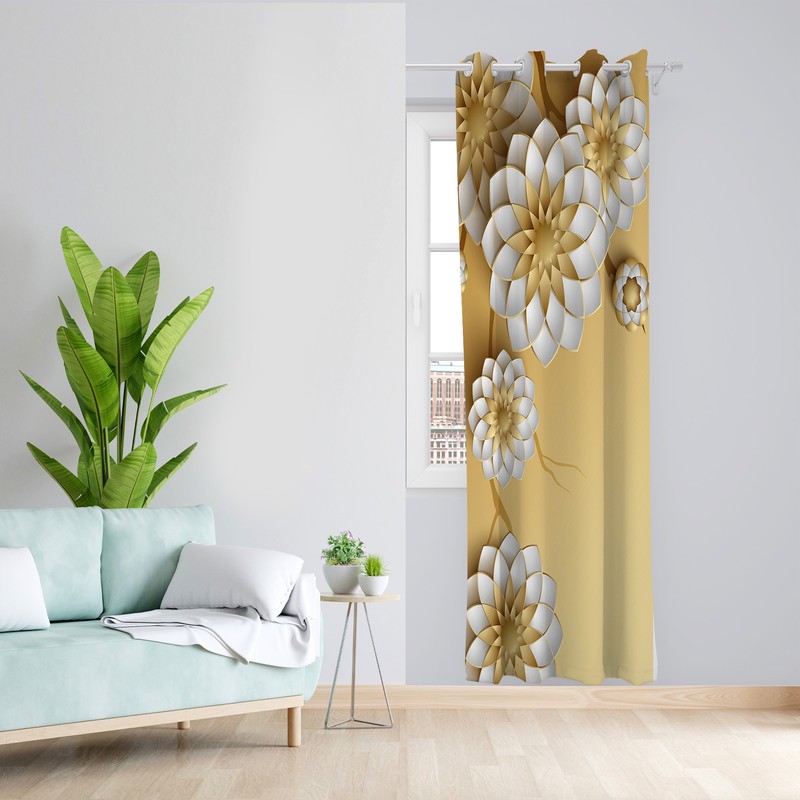 پرده طرح گل مدل مخمل پانچی کد L 1204L Z سایز 140x200 سانتی متر
