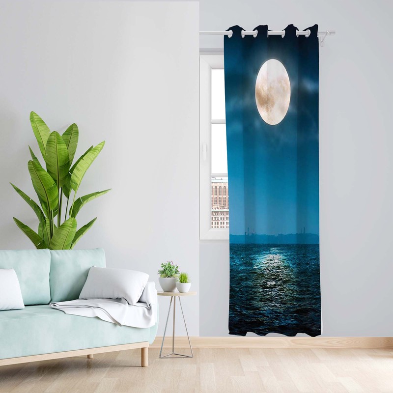 پرده طرح ماه مدل مخمل پانچی کد 1536 z سایز 140x200 سانتی متر