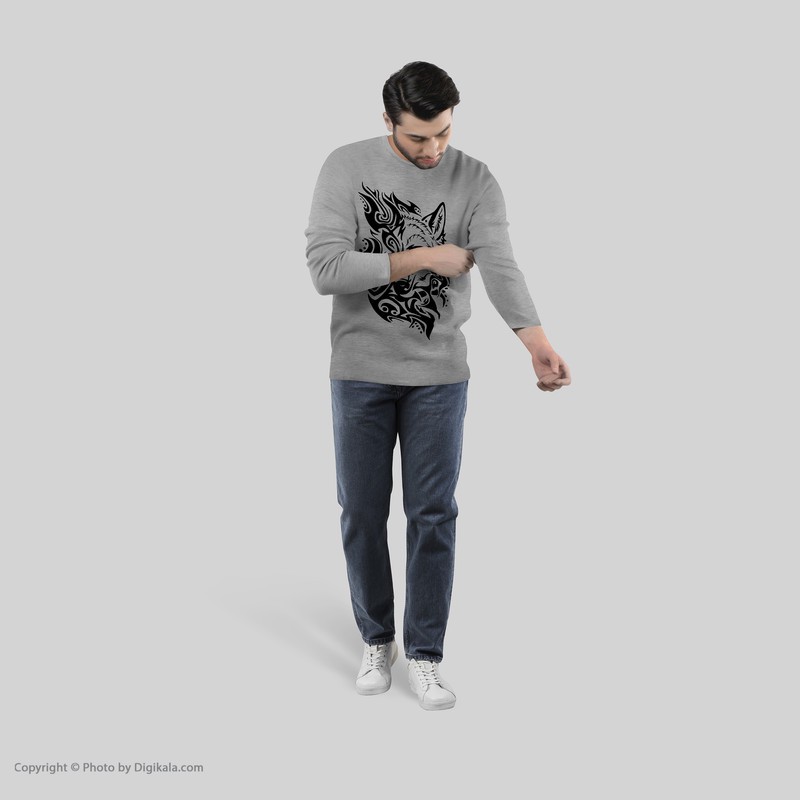 تی شرت آستین بلند مردانه طرح wolf مدل S302
