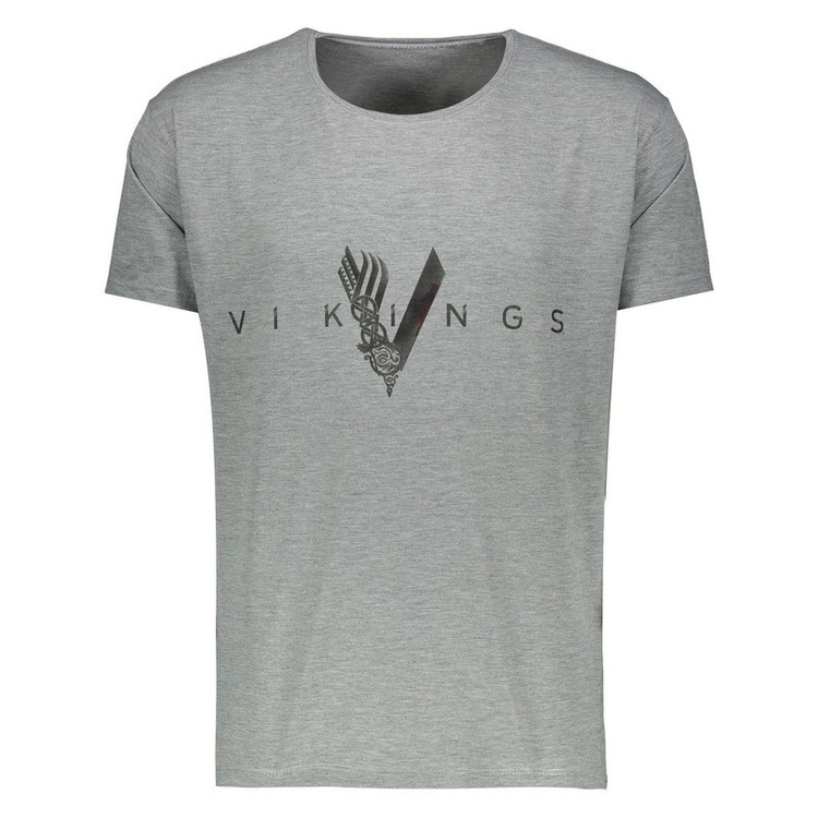 تی شرت ملانژ مردانه گالری واو طرح Vikings کد CT80217