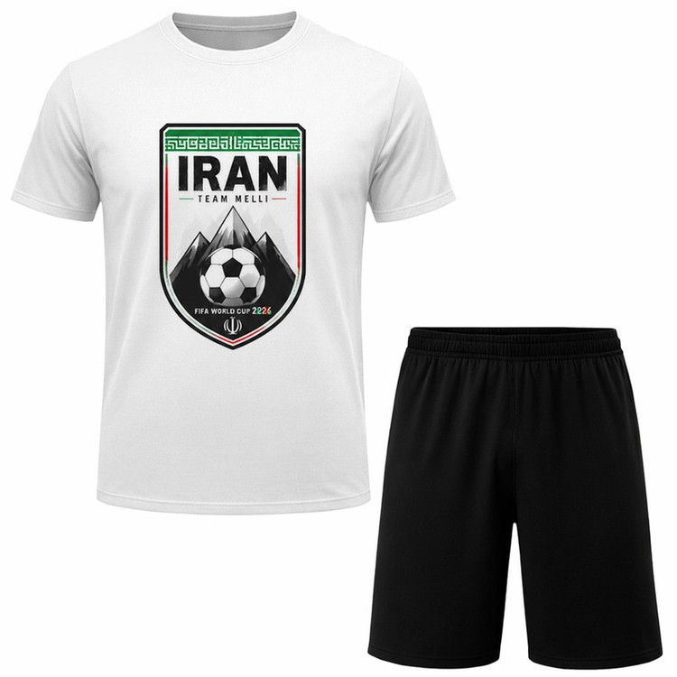 ست تیشرت آستین کوتاه و شلوارک راحتی مردانه مدل A138 طرح تیم ملی