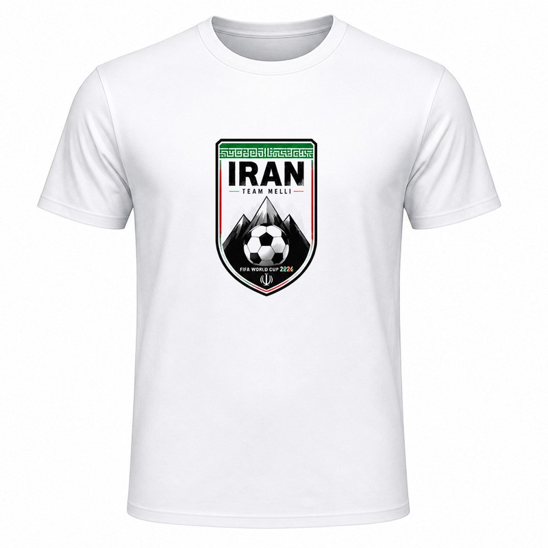 تیشرت آستین کوتاه یقه گرد مردانه مدل A14 طرح جام جهانی 2026 ایران