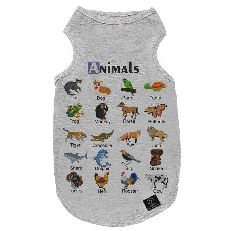 لباس سگ و گربه 27 طرح Learning English Animals کد MH1598 سایز XL