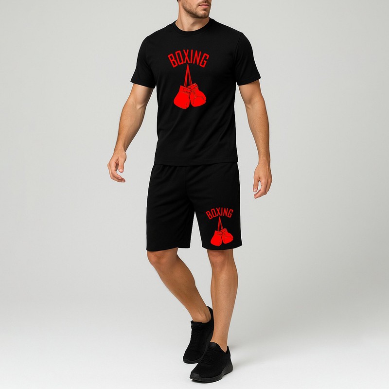 ست تیشرت آستین کوتاه و شلوارک راحتی مردانه مدل A20 طرح BOXING