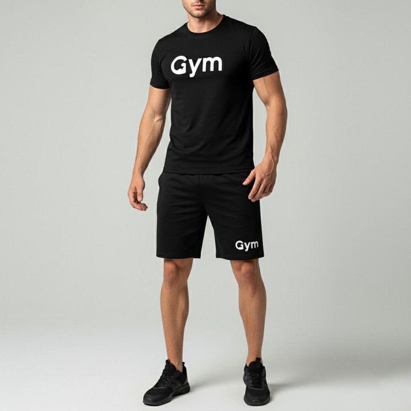ست تیشرت آستین کوتاه و شلوارک راحتی مردانه مدل A26 طرح GYM